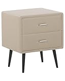 Beliani Comodino in Similpelle Beige con 2 Cassetti Camera da Letto Moderna