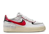 NIKE Air Force 1 Shadow, Sneaker Donna, Bianco/Gym Rosso/Nero/Argento Metallizzato, 38.5 EU