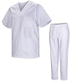 MISEMIYA - Uniformi Unisex Set Camice – Uniforme Medica con Maglia e Pantaloni Uniformi Mediche Camice Uniformi sanitarie 817-8312-BLANCO - Medium, Bianco