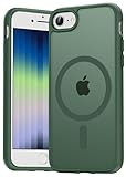 Natiiozie Magnetica Cover per iPhone SE 3/2 (2022/2020), iPhone 8/7 Compatibile con MagSafe Custodia Traslucida Opaca Posteriore, Antiurto Anti-impronta Resistente ai Graffi Protettiva Case verde