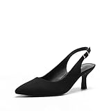 DREAM PAIRS Scarpe Classiche da Donna con Tacco a Gatto Décolleté con Cinturino in PU con Comoda Soletta per la Festa di Nozze,Size 38,Nero-Scamosciato-1,SDPU2444W