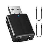 iJiZuo Adattatore Bluetooth USB 3 in 1, 5.0 Trasmettitore Ricevitore con 3.5mm AUX Wireless Audio Bluetooth, USB Adattatore Bluetooth, per TV PC Altoparlanti Auto-Nero