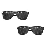 2 Pezzi Occhiali Stenopeici, Pinhole Glasses per Lettura e Relax, Occhiali Forati per Allenamento Visivo, occhiali a Griglia Optica per Riposo VisivoRiduzione Fatica Oculare e Comfort Occhi (Nero)