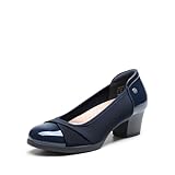 DREAM PAIRS Scarpe con Tacco a Blocco Comode da Donna e Classiche Eleganti Décolleté con Soletta Ammortizzata,Size 40,Marina Militare,DWUMPU2507