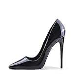 Zhabtuc Scarpe con Tacco a Spillo Donna, Sexy Scarpe Décolleté 12cm Tacchi Alti Classici a Punta Tutto Nero Taglia 38 EU (8 US)