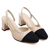 Elegante Donne Scarpe con Tacco Alto in Pelle Morbida Slingback Sandalo Pompe per Vestiti,38 EU