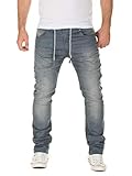 WOTEGA Noah - Pantaloni in Felpa con Effetto Jeans - Pantaloni Slim Uomo - Pantaloni in Denim Uomo Joggers, Grigio (Turbulence Grey 3R4215), W32/L34