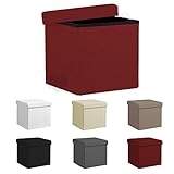 Home Tresor - Pouf Contenitore Poggiapiedi, Sgabello Portaoggetti Salvaspazio, Puff Cubo per Divano, Salotto, Camera in Ecopelle Impermeabile Cm. 38 x 38 x 38 Bordeaux