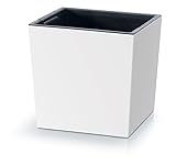 Vaso da fiori 2 in 1 con vaso interno, vaso per piante e erbe, in plastica, quadrato, 29,5 cm x 29,5 cm x 29 cm (bianco)