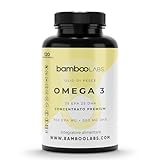 Bamboo Labs - Olio di Pesce Omega-3 Capsule, Vitamina E con Acidi Grassi Omega-3, 120 Capsule, Dose Quotidiana: Omega-3 2000 mg ad Alto Dosaggio, 700 mg EPA, 500 mg DHA