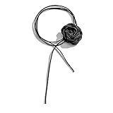 Clataly Handmade Rose Flower Collana Floral flanella Choker Collana Regolabile Wedding Bride Party Compleanno per le Donne Ragazze (Nero)