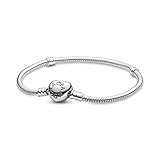 PANDORA Icons Bracciale in argento con chiusura a forma di cuore, 18