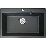 Essebagno Sierra lavello 1 sola vasca grande 76x50 in resina nera