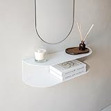 MILUKA Consolle Ingresso Moderno 60 cm in Metallo Bianco | Mensole da Muro Design a 2 Ripiani | Mobile Ingresso Sospeso per il Corridoio o come Comodini Camera da letto