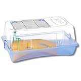 Pet's Market Kleo Tartarughiera Chiusa con Coperchio Rimovibile Acquario per Tartarughe d'acqua Adulte e Piccole Doppia Chiusura di Sicurezza Apertura Superiore con Isola Palme 58x31x31cm