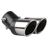 ETOPARS 62mm Tubo di Scarico Auto Universale Terminale di Scarico Tubo di Punta del Silenziatore di Scarico Acciaio Inossidabile Uscita Doppia Curva Argento