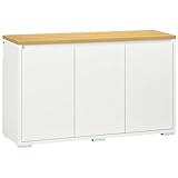 HOMCOM Mobile Multiuso con 2 Armadietti a 2 Livelli, Credenza Mobile da Cucina con Ripiano Regolabile, 120x37x75cm, Bianco e Color Legno