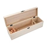 Scatola in Legno per Vino - Cassetta 1 Bottiglia Con Coperchio - Presentazione Legno Naturale - Porta Bottiglia Regalo per Natale, 35x9,8x10cm