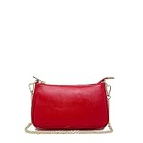 Chicca Borse Borsetta da donna in pelle, borsa a tracolla clutch pochette (Rosso)