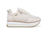 Melluso Sneaker Donna Walk con Zeppa in Pelle Traforata e Zip 38 / Beige