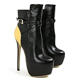 Stivali Corti con Plateau E Tacco A Spillo da Donna Unisex 16 Cm con Tacco Alto Occasioni per L'autunno E l'inverno,Nero,43 EU