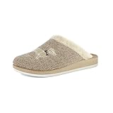 inblu Pantofole Donna con Applicazione Cane Fantasia Tartan, Plantare in Vera Pelle Imbottito, Sabbia, 38 EU