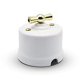 DOJA Barcelona | Interruttore vintage superficie retrò | Pack 1 | Colore oro | Carico massimo 10 A | Rotativo in ceramica | per parete, interruttore, luce