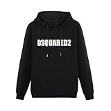 PINWEI Dsquared 2 Men Black Cotton Hoodies Print Unisex Sweatshirts 3XL