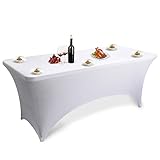 Venga amigos Elastica Copritavolo Stretch 183x75x75 CM Rettangolare da Cocktail Tovaglia Lavabile Copertura da Tavolo per Mostre Feste Party di Matrimonio da Bar 6ft (Bianco)