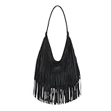 Syrads Hobo Borse per Le Donne Frangia Hobo Bag Borsa a Tracolla Da Donna Hob,Nero