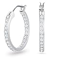 Swarovski Orecchini a cerchio Sommerset, Bianchi, Placcato rodio