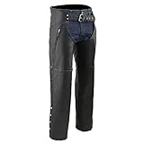 Milwaukee SH1190-BLACK-M SH1190 - Chaps da Uomo in Pelle Nera con Tasche sulla Coscia con Cerniera, Taglia M