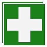 Adesivo di primo soccorso – croce verde segno di salvataggio – autoadesivo per scatola di medicazione – 10 x 10 cm (2)