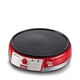 Ariete 202 Crepes Maker Party Time - Piastra per Crepes antiaderente - 2 spatole in legno - ricettario - 1000 W - Rosso