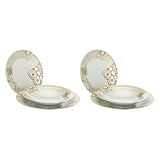 THUN - Set 6 Piatti - Linea Elegance - 2 Piani, 2 Fondi e 2 Dessert - Porcellana - Piatto Fondo Ø 21,5 cm - Piano Ø 27 cm - Dessert 21 cm