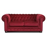 Altavilla Divano Chesterfield 2 posti lavorazione artigianale made in Italy (Velluto rosso scuro)