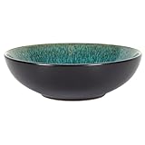 HOME DECO FACTORY, KA0435, Elegante Piatto Fondo in Ceramica Resistente, Design Moderno, Ideale per Zuppe e Piatti, di Facile Manutenzione, 185 cm, Verde e Nero