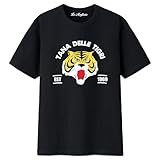 MAGLIERIA CONFORTI Maglietta Manga Uomo Tigre Tana delle Tigri Academy Anni 80 Cartone TigerMan Uomo Donna Unisex Ragazzi Bianca o Nera (IT, Testo, L, Regular, Regular, Nero)