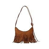 CORIOS Borsa a Mano con Frange da Donna Borsa a Spalla a Tracolla in Pelle Scamosciata Hippie Occidentale Borsa Messenger Ascellare Retro Elegante Tote per Lavoro Shopping Viaggio Marrone