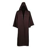 kinstell Uniforme con Cappuccio Robe Cavaliere Abiti Tunica Nera Uniforme Completo Halloween Darth Con Cappuccio Accappatoio Mantello Cosplay Costume