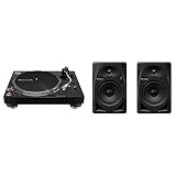 Pioneer DJ PLX-500 Giradischi a trazione diretta (Nero) & DM-50D Sistema di monitor da tavolo da 5" (nero)