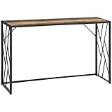 HOMCOM Tavolo Consolle da Ingresso in Stile Industriale, Mobile Vintage in Acciaio e Legno, 120x35x75cm, Marrone