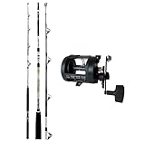 kit combo per la pesca in mare a traina costiera con canna da pesca 30/80 lb + mulello rotante con guidafilo frizione stella