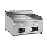 Ristoattrezzature Fry top griglia a gas da banco - Professionale - Acciaio Inox - Piastra liscia - 9.4 kW - 55x50x40h cm