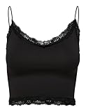 Only Onlvicky Lace Seamless Cropped Noos, Top Donna, Nero, S-M