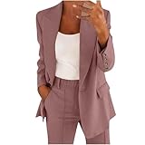 Generico Tailleur Donna da Cerimonia Taglie Forti Elegante Tailleur Pantalone da Donna Leggeri e Lavoro Suit con Risvolto Giacche da Abito Blazer Eleganti con Completo Pantalone/Gonna