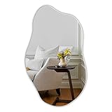 Muzilife Specchio asimmetrico da appendere, grande specchio da parete irregolare con pannello posteriore in MDF, 50 x 85 cm, decorativo per parete, soggiorno, bagno, corridoio, ingresso, decorazione
