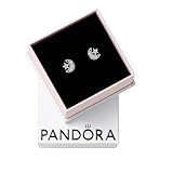 PANDORA Orecchini a bottone Moments a forma di luna in argento Sterling con zirconia cubica trasparente