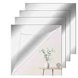Newpop 4 Pezzi Specchio da Parete Senza Cornice 30 X 30 cm, Flessibile Specchi Adesivi da Parete in Acrilico, Autoadesivo Non Vetro Specchio per Decorazioni Fai da Te, Armadio, Muro, Casa, Bagno