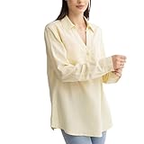 vittorio y Camicia Donna in Cotone e Lino, Comoda e Traspirante, Casual, Tinta Unita (IT, Testo, Taglia Unica, Regular, Regular, XXL/3XL, Light Beige)